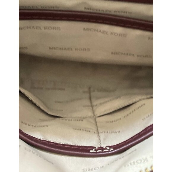 Vintage MICHAEL KORS Mercer Gallery Burgundy Oxyblood Leather Zip Tote Bag - Picture 13 of 16